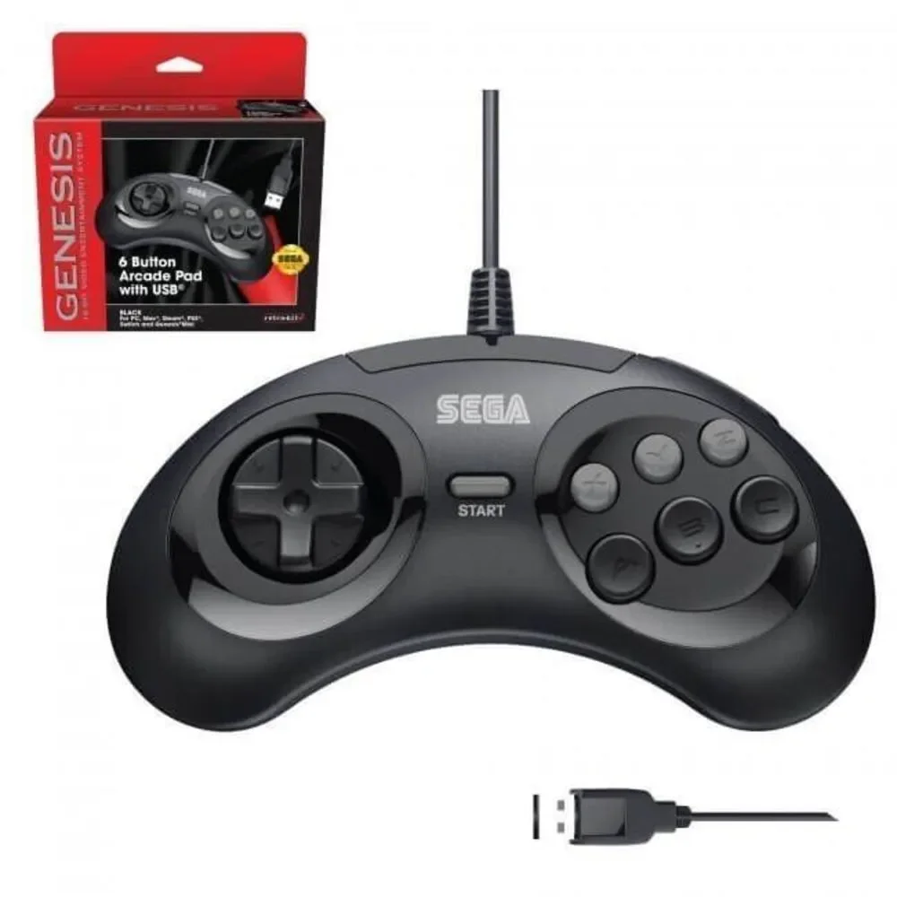 Retro-Bit Officially Licensed Sega Genesis USB Controller Arcade 8-Button Pad